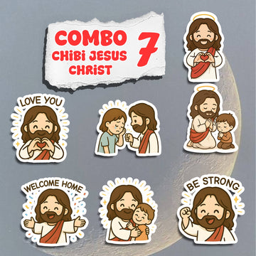 STK63 Cute Jesus Sticker Sheet – Christian Vinyl Faith Stickers for Laptop, Journal, Water Bottle – Inspirational Gift for Kids and Teens