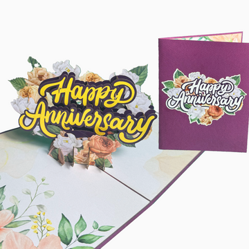 3D Pop Up Happy Anniversary Card – Romantic Floral Card for Couple, Husband, Wife – Wedding or Relationship Anniversary Gift