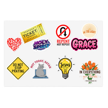 STK42 Christian Waterproof Vinyl Sticker Set β Inspirational Bible Verse Decals for Laptops, Water Bottles, Journals β Faith, Grace, Prayer, Holy Spirit Designs β 3 Inch Durable Stickers
