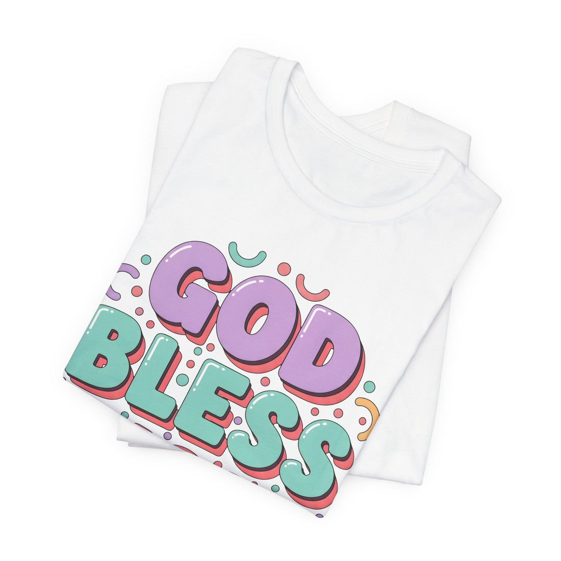 God Bless You Christian T-Shirt, Colorful Faith Graphic Tee, Inspirational Bible Verse Shirt for Women, Cute Christian Gift Idea