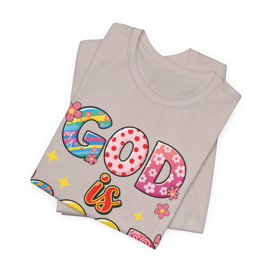 God Is Good Shirt, Christian Graphic Tee, Smiley Face T Shirt, Colorful Jesus Shirt, Retro Faith Shirt, Unisex Christian Top