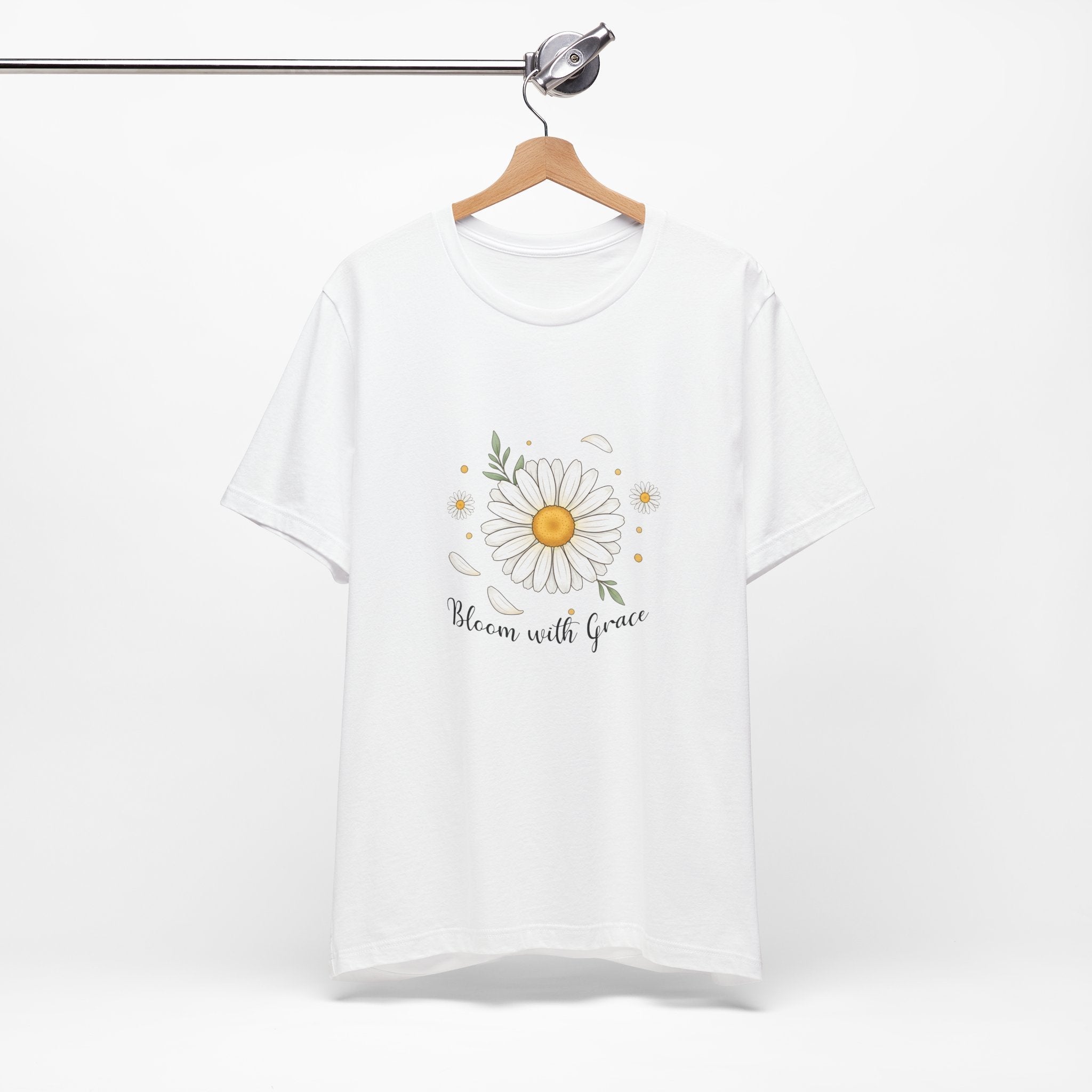 Bloom With Grace Shirt, Daisy Flower Christian T-Shirt, Inspirational Floral Tee, Faith Graphic Tee for Women, Positive Quote Shirt