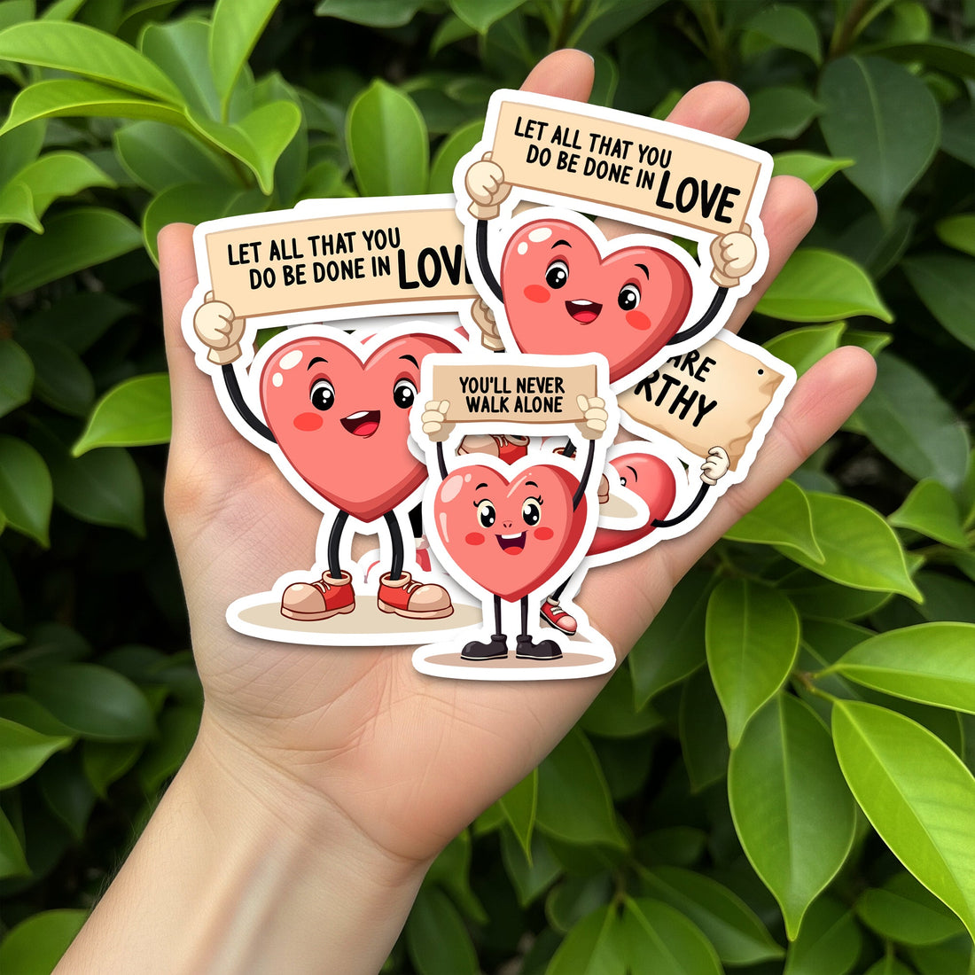 STK62 Christian Heart Sticker Sheet – Encouraging Bible Verse Vinyl Stickers for Laptop, Water Bottle, Journal – Faith Gift for Kids and Teens