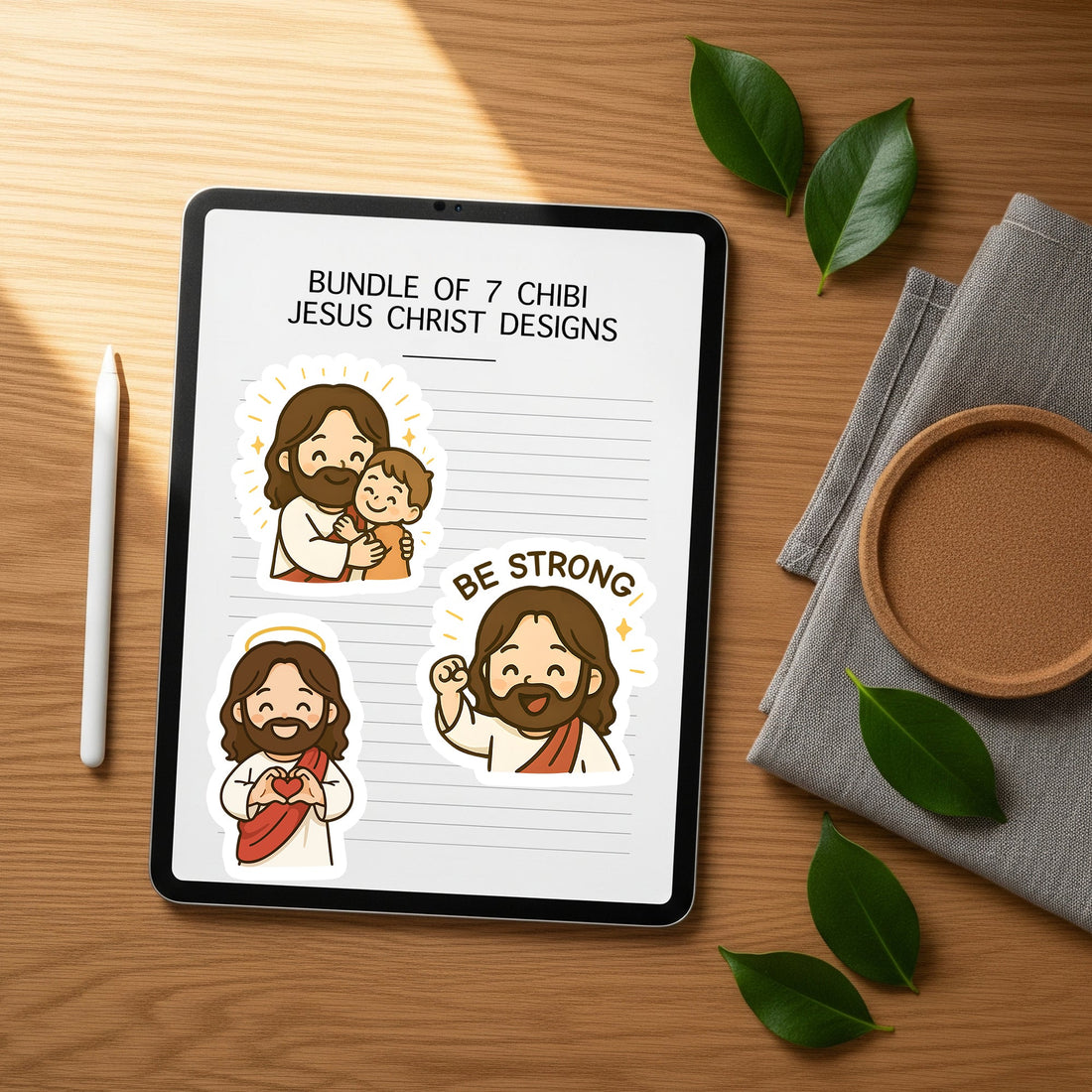 STK63 Cute Jesus Sticker Sheet – Christian Vinyl Faith Stickers for Laptop, Journal, Water Bottle – Inspirational Gift for Kids and Teens