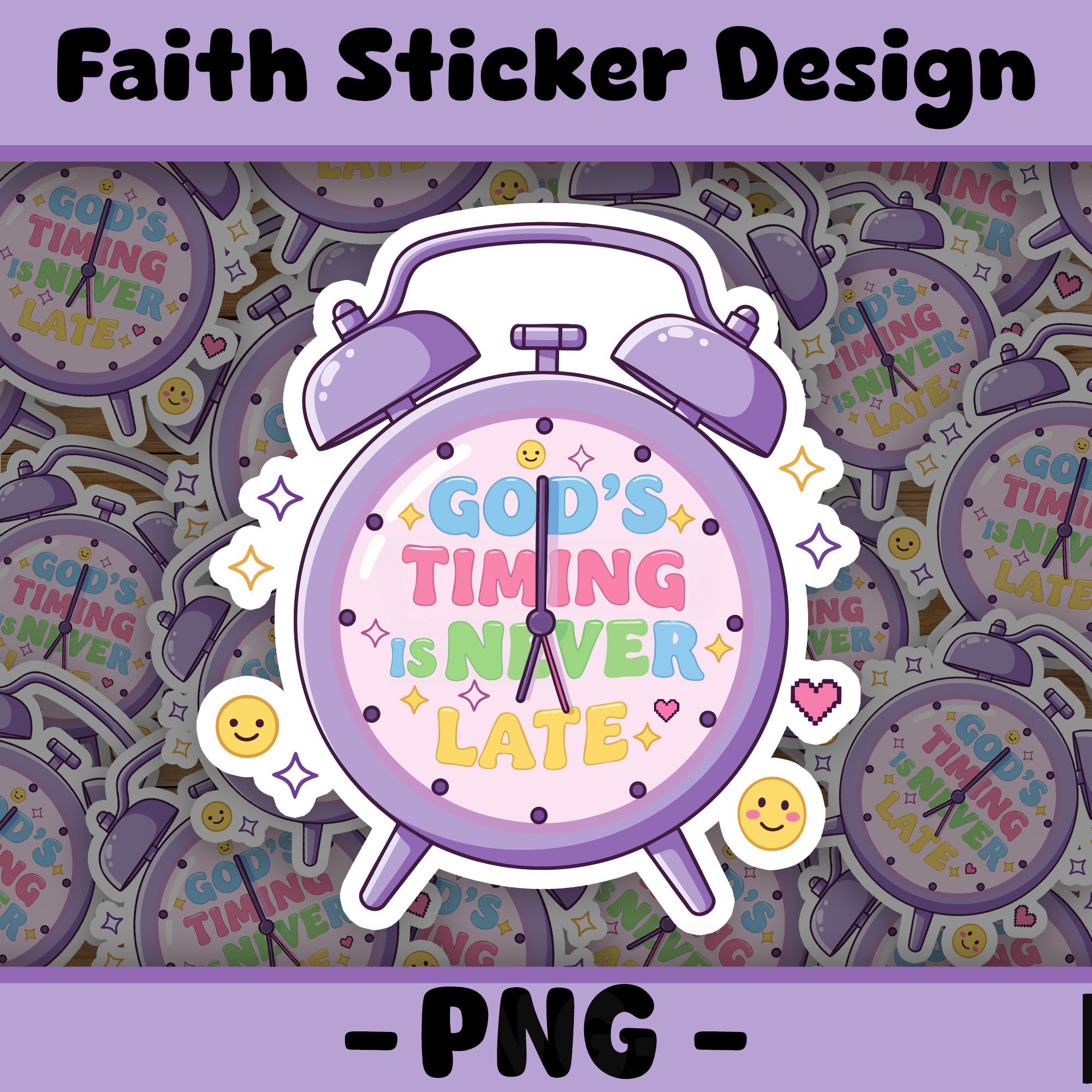 STK71 God’s Timing Is Never Late Sticker – Cute Christian Vinyl Decal for Laptop, Water Bottle, Journal – Inspirational Faith Quote