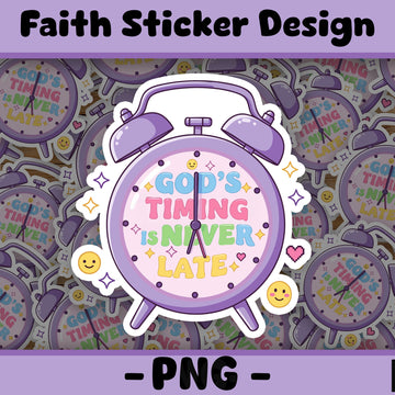 STK71 God’s Timing Is Never Late Sticker – Cute Christian Vinyl Decal for Laptop, Water Bottle, Journal – Inspirational Faith Quote