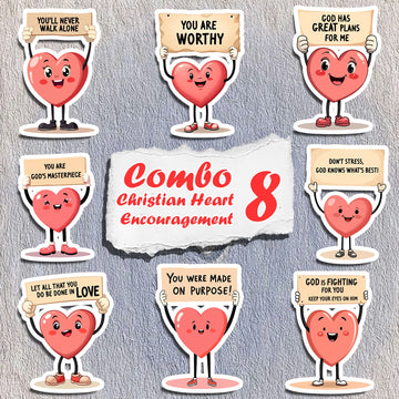 STK62 Christian Heart Sticker Sheet – Encouraging Bible Verse Vinyl Stickers for Laptop, Water Bottle, Journal – Faith Gift for Kids and Teens