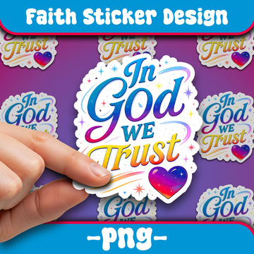 STK94 In God We Trust Christian Sticker – Rainbow Bible Quote Vinyl Decal for Laptop, Water Bottle, Faith Gift