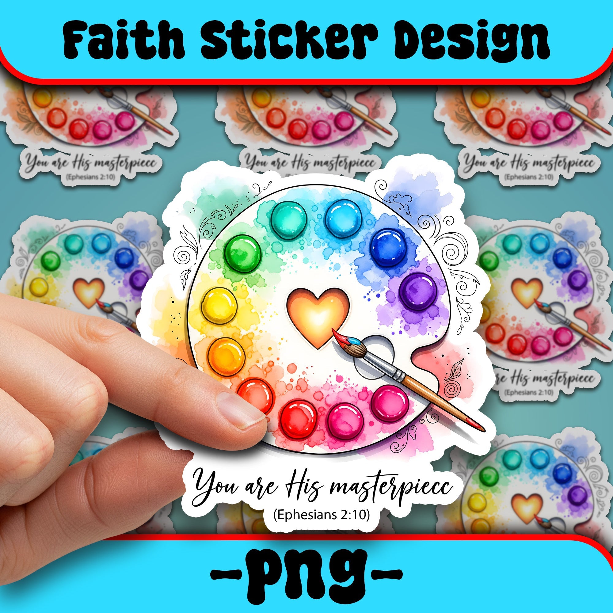 STK90 You Are His Masterpiece Christian Sticker – Waterproof Vinyl Faith Decal – Ephesians 2:10 Bible Verse Gift
