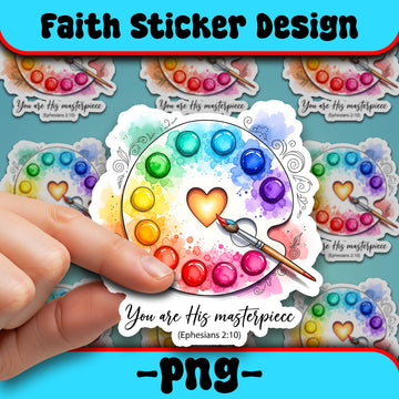 STK90 You Are His Masterpiece Christian Sticker – Waterproof Vinyl Faith Decal – Ephesians 2:10 Bible Verse Gift