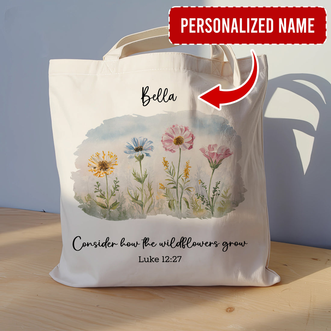 raying Mama Floral Tote Bag - Elegant Christian Gift for Mom, Personalized Faith Tote, Religious Gift for Women, Mother's Day Bag