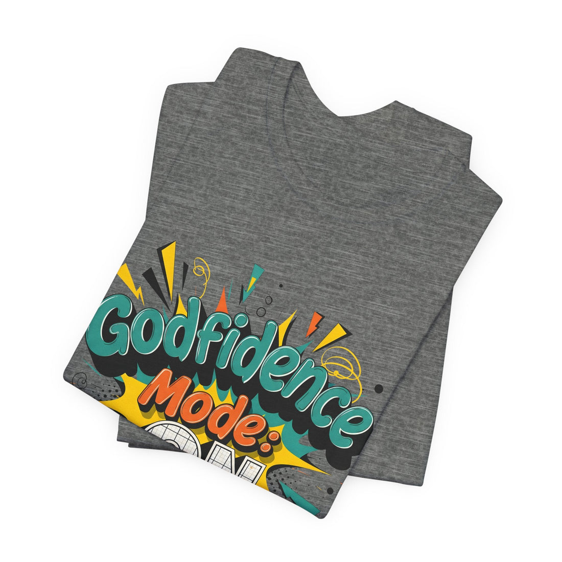 Godfidence Mode On T-Shirt, Christian Graphic Tee for Women and Men, Faith Based Bold Typography Shirt, Fun Religious Gift Idea
