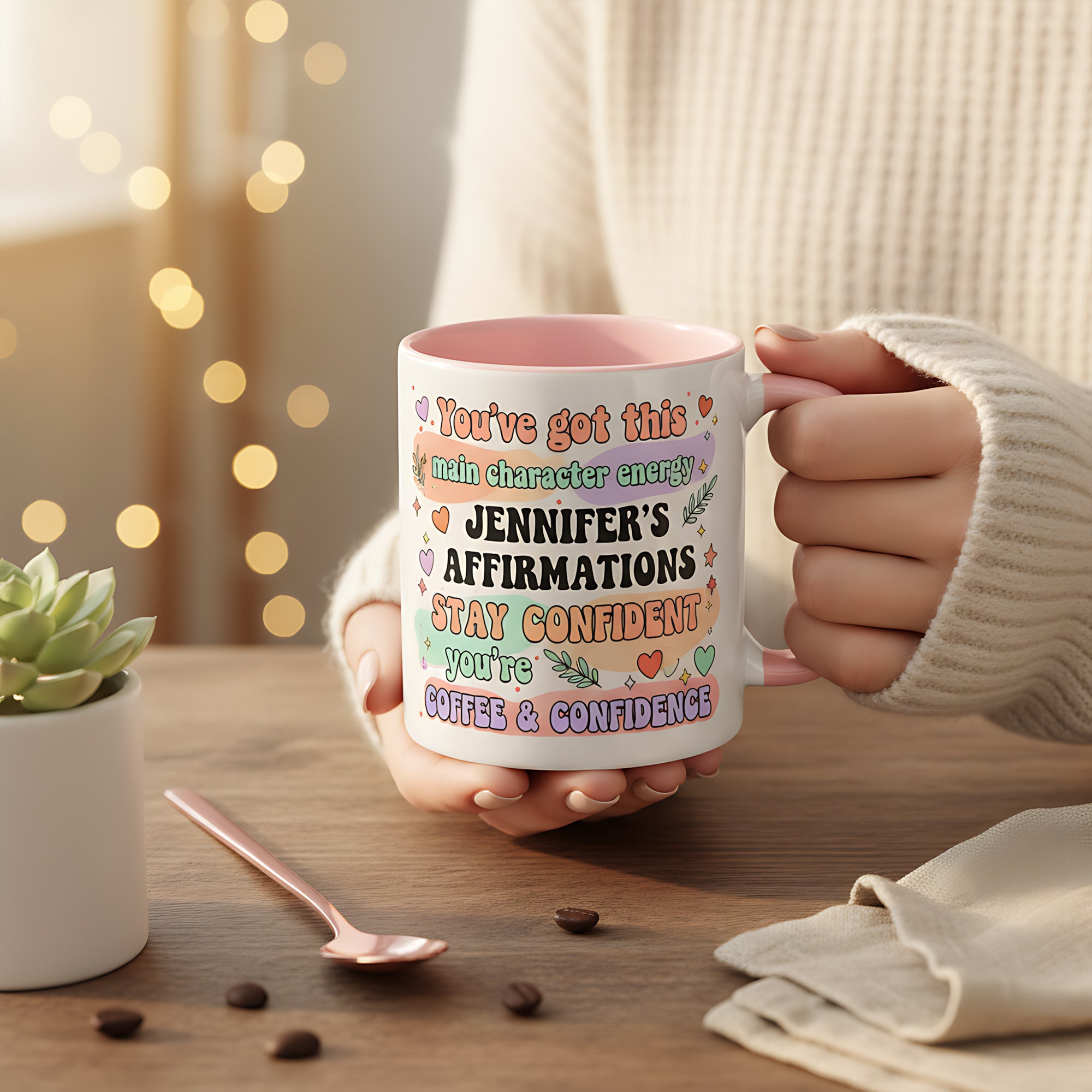 Personalized Affirmations Mug, Custom Name Motivational Coffee Cup, Positive Quotes Mug for Women, Self Care Gift, Encouragement Tea Cup| Mug 39