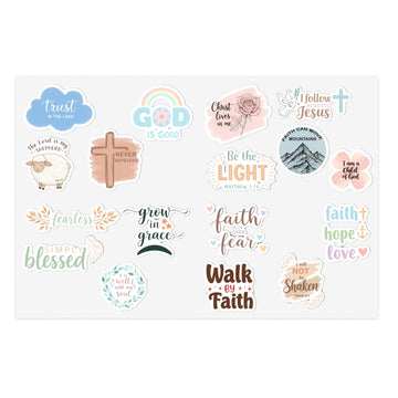 STK04  Cute Christian Sticker Pack – Faith Based Vinyl Decals with Bible Verses – Waterproof Jesus Stickers for Laptop, Bottle, Journal