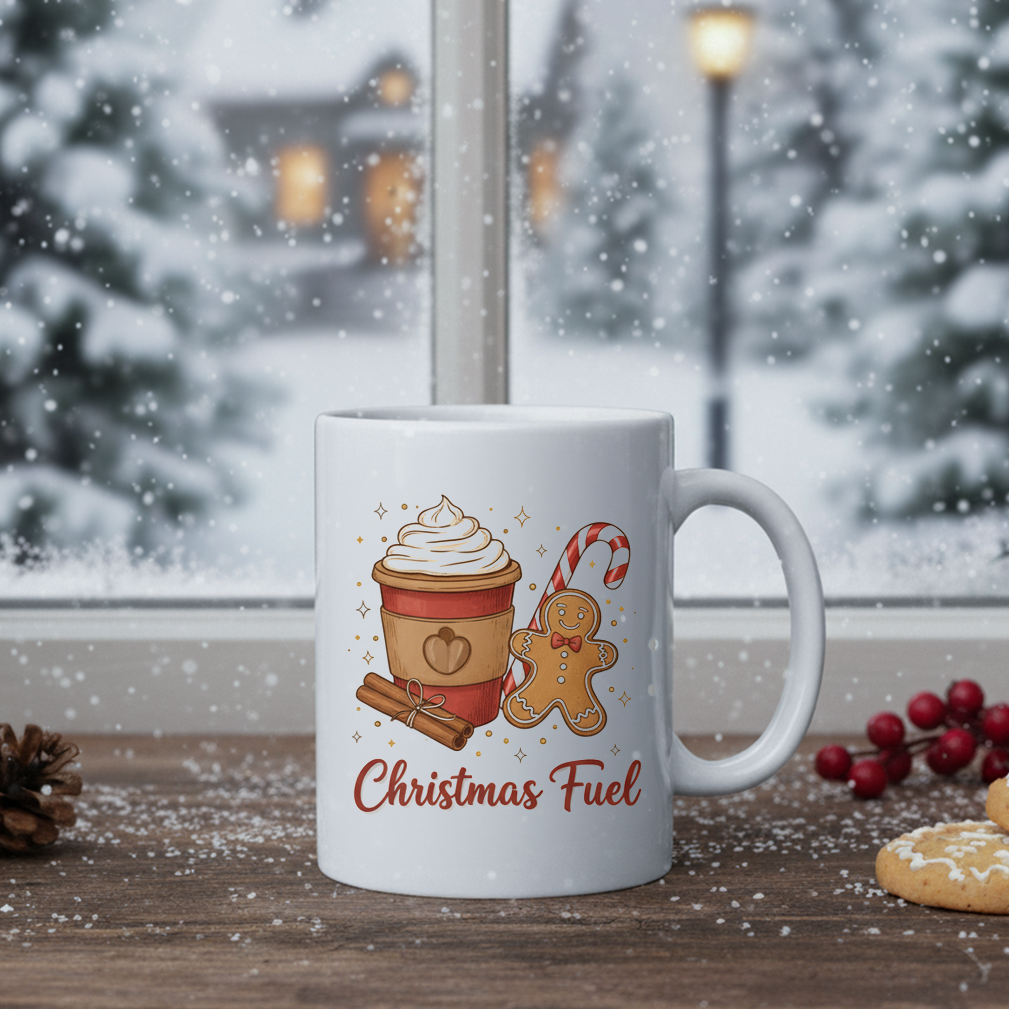 Christmas Fuel Mug – Cute Gingerbread Coffee Cup, Holiday Hot Chocolate Mug, Festive Christmas Gift, Cozy Winter Mug for Coffee Lovers| Mug22