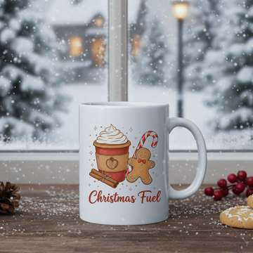 Christmas Fuel Mug – Cute Gingerbread Coffee Cup, Holiday Hot Chocolate Mug, Festive Christmas Gift, Cozy Winter Mug for Coffee Lovers| Mug22