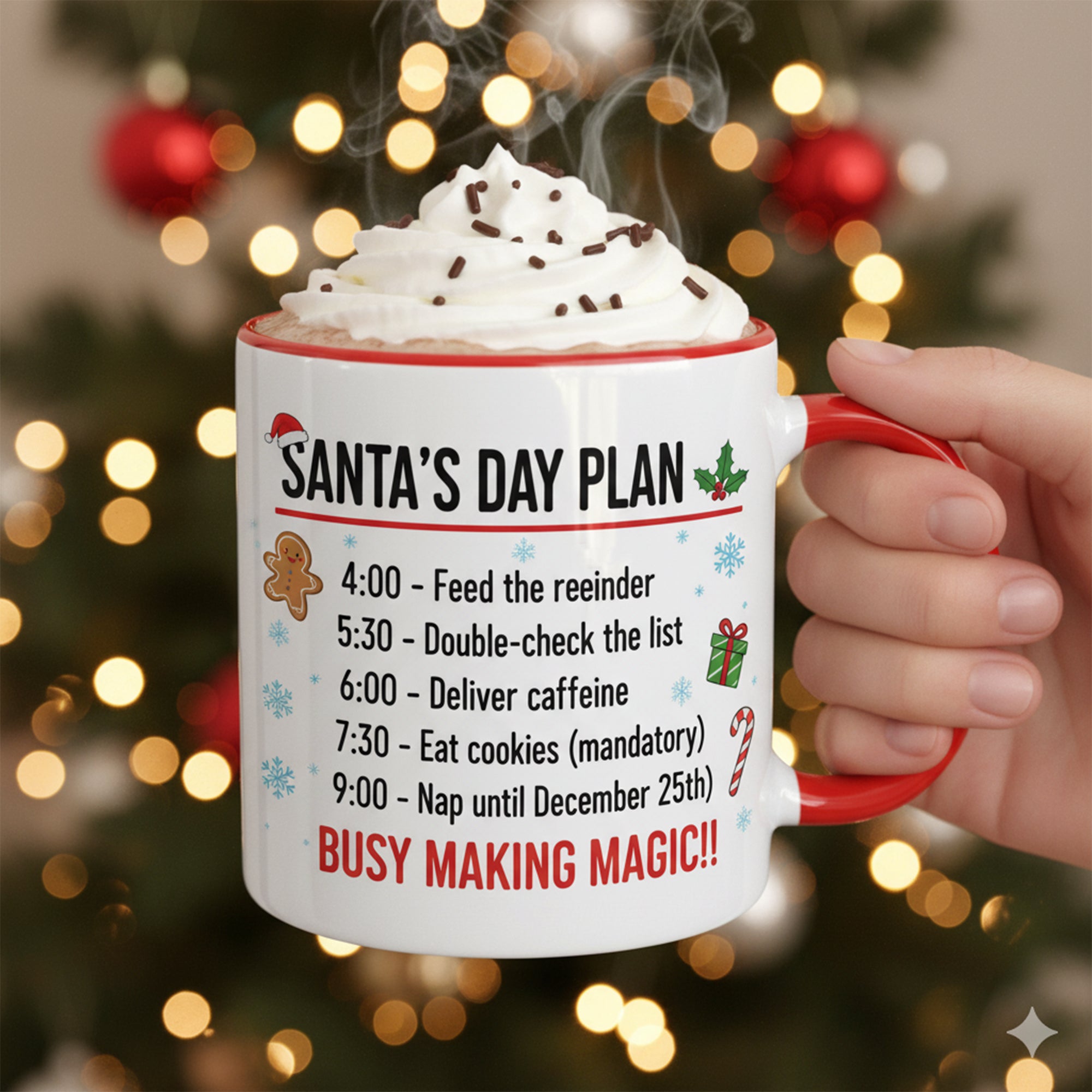 Santa’s Day Plan Mug Christmas Coffee Cup – Funny Holiday Schedule Gift for Christmas Lovers, Santa Busy Making Magic Mug, Holiday Coffee Cup| Mug11