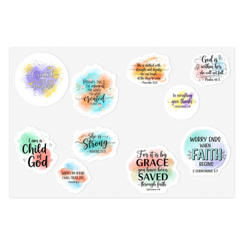 STK36 Christian Faith Quote Stickers Pack – Waterproof Vinyl Decals with Bible Verses – Inspirational Scripture Stickers for Laptop, Journal, Water Bottle