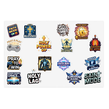 STK86 Christian Gamer Stickers – Faith Gaming Vinyl Decals for Laptop, Console, Water Bottle, Waterproof