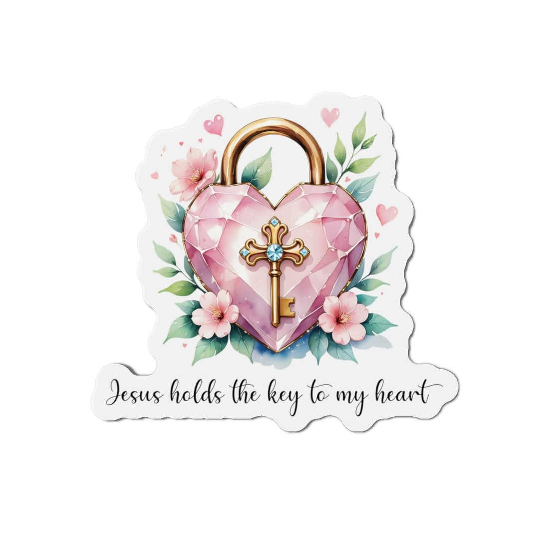 STK26 Jesus Holds the Key to My Heart Christian Sticker – Waterproof Vinyl Faith Decal for Laptop, Water Bottle, Notebook – 3 Inch Inspirational Gift