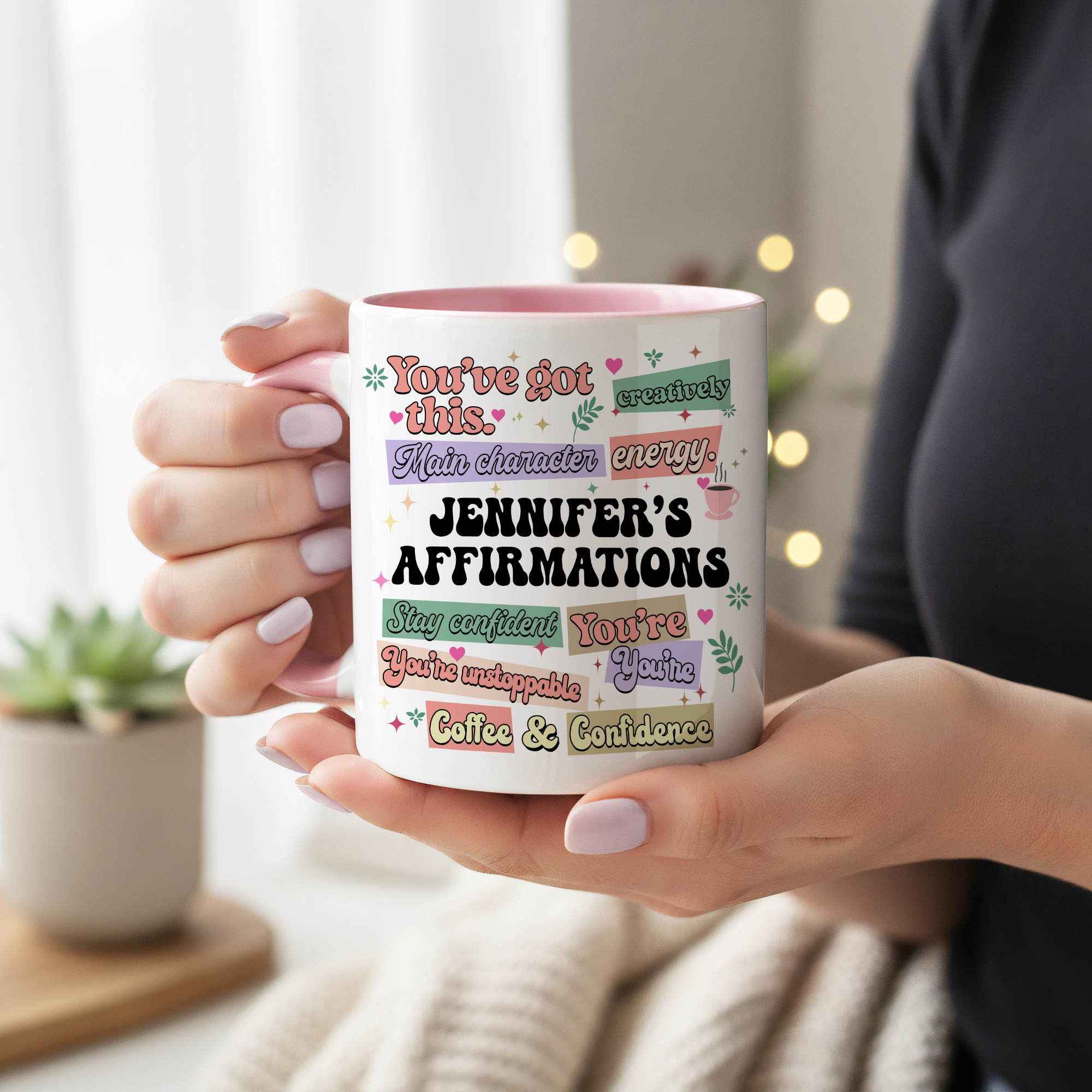 Personalized Affirmation Mug, Custom Name Motivational Cup, Positive Quote Mug, Gift for Her, Coffee Mug Gift, Unique Inspiring Cup| Mug 66
