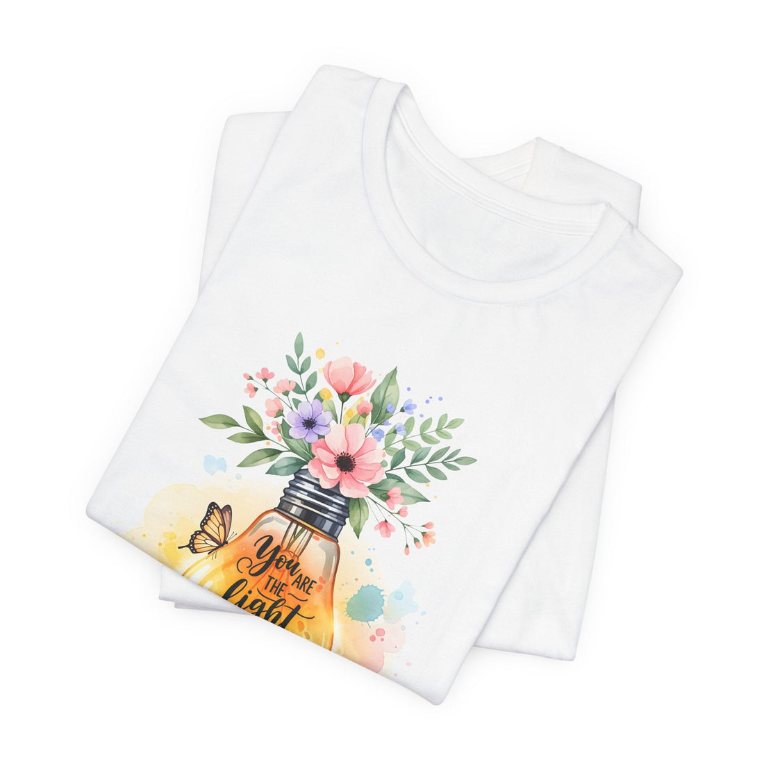 You Are the Light of the World Christian T-Shirt – Floral Bible Verse Shirt – Inspirational Faith Tee for Women and Girls