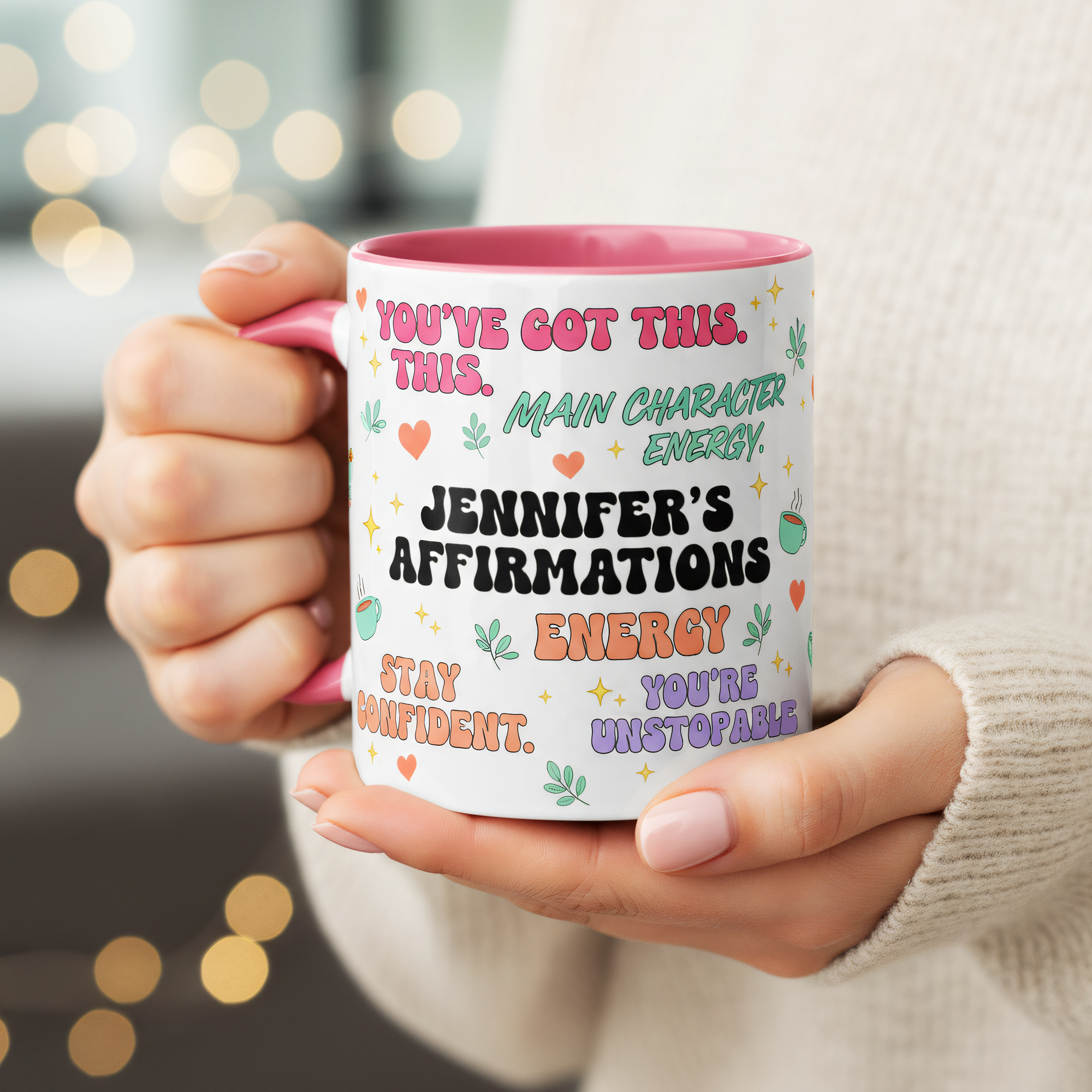 Personalized Affirmation Mug Gift, Custom Name Motivational Coffee Cup, Positive Energy Mug, Main Character Energy Gift|Mug 41