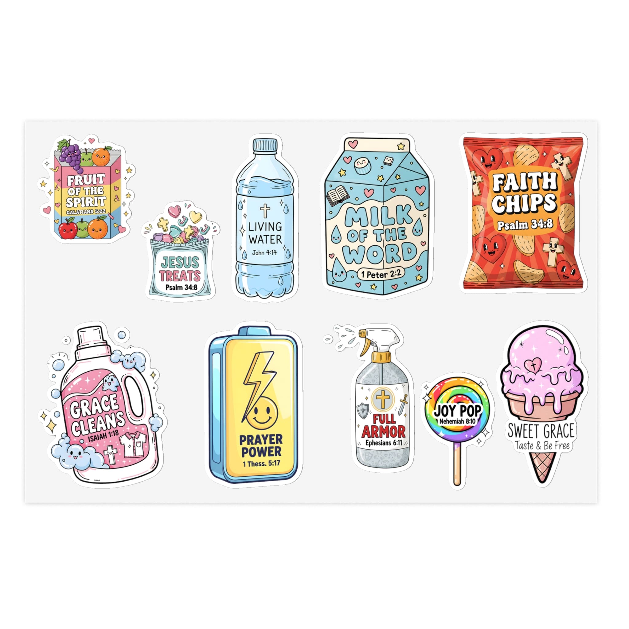 STK29 Christian Sticker Pack – Cute Bible Verse Vinyl Decals – Fun Faith-Based Waterproof Stickers for Laptop, Journal, Water Bottle