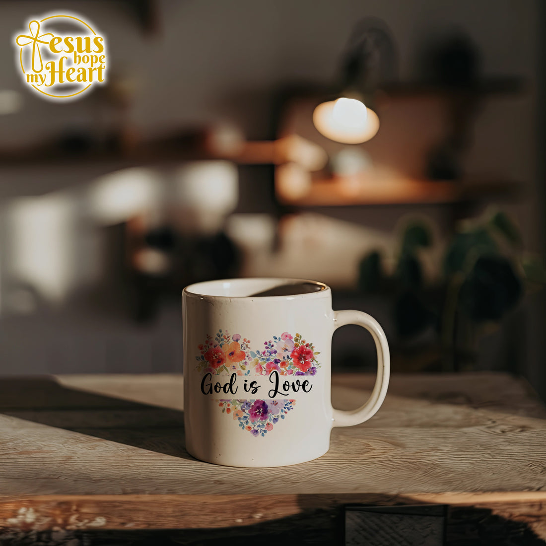god is love mug – christian floral coffee cup – gift for her - christian gift idea