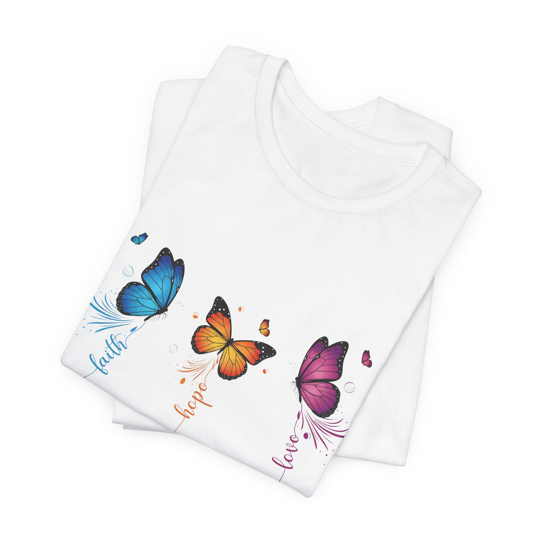 Faith Hope Love Butterfly T-Shirt, Christian Shirt for Women, Religious Graphic Tee, Bible Quote Shirt, Inspirational Gift Idea