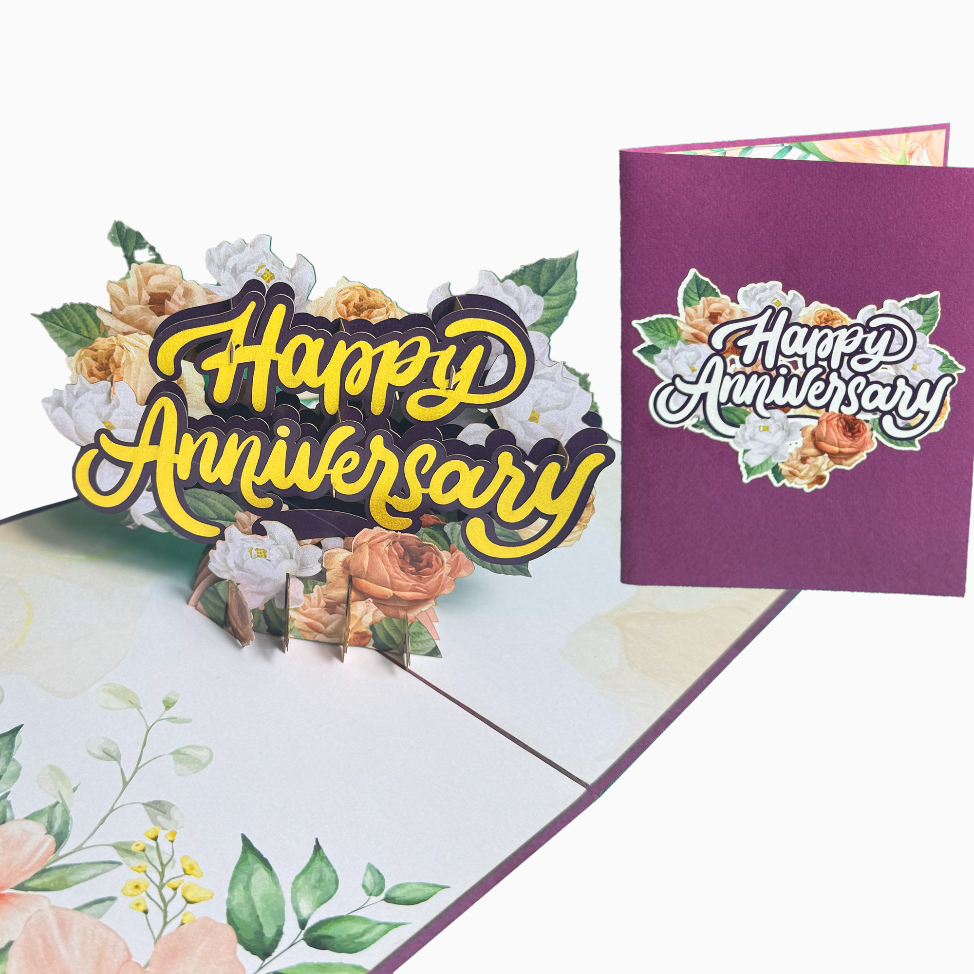 3D Pop Up Happy Anniversary Card – Romantic Floral Card for Couple, Husband, Wife – Wedding or Relationship Anniversary Gift