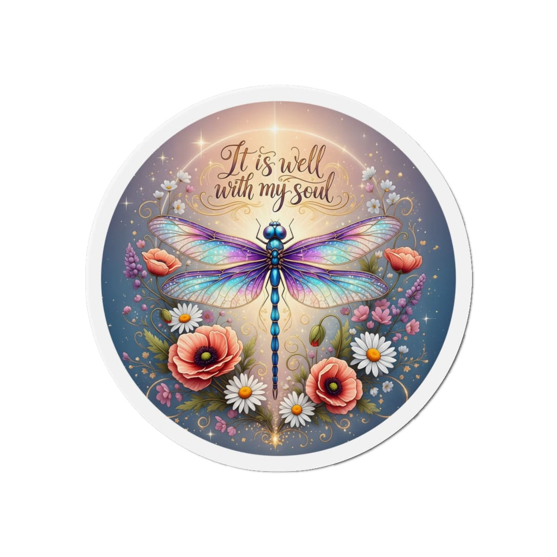 STK20 It Is Well With My Soul Sticker – Christian Dragonfly Vinyl Decal – 3 Inch Waterproof Faith Sticker for Laptop, Water Bottle, Journal