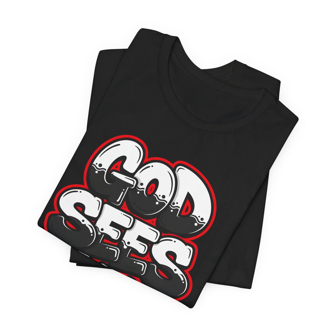 God Sees All Shirt, Christian Graffiti T-Shirt, Faith Streetwear Tee, Bold Urban Scripture Shirt, Religious Graphic Unisex Tee