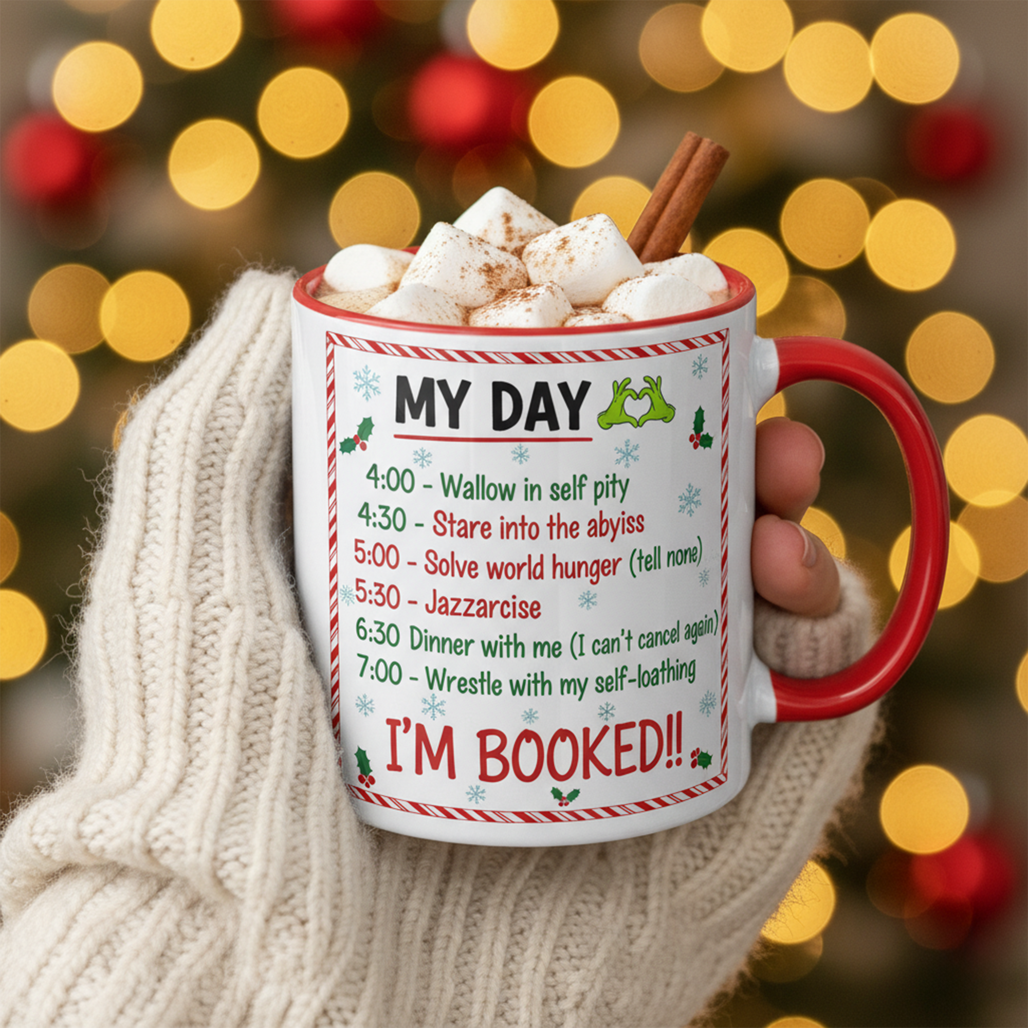 Funny Christmas Grinch Mug Gift, Holiday Coffee Cup for Hot Cocoa Lovers, Winter Humor Mug for Friends, Festive Grinch Schedule Cup| Mug 25