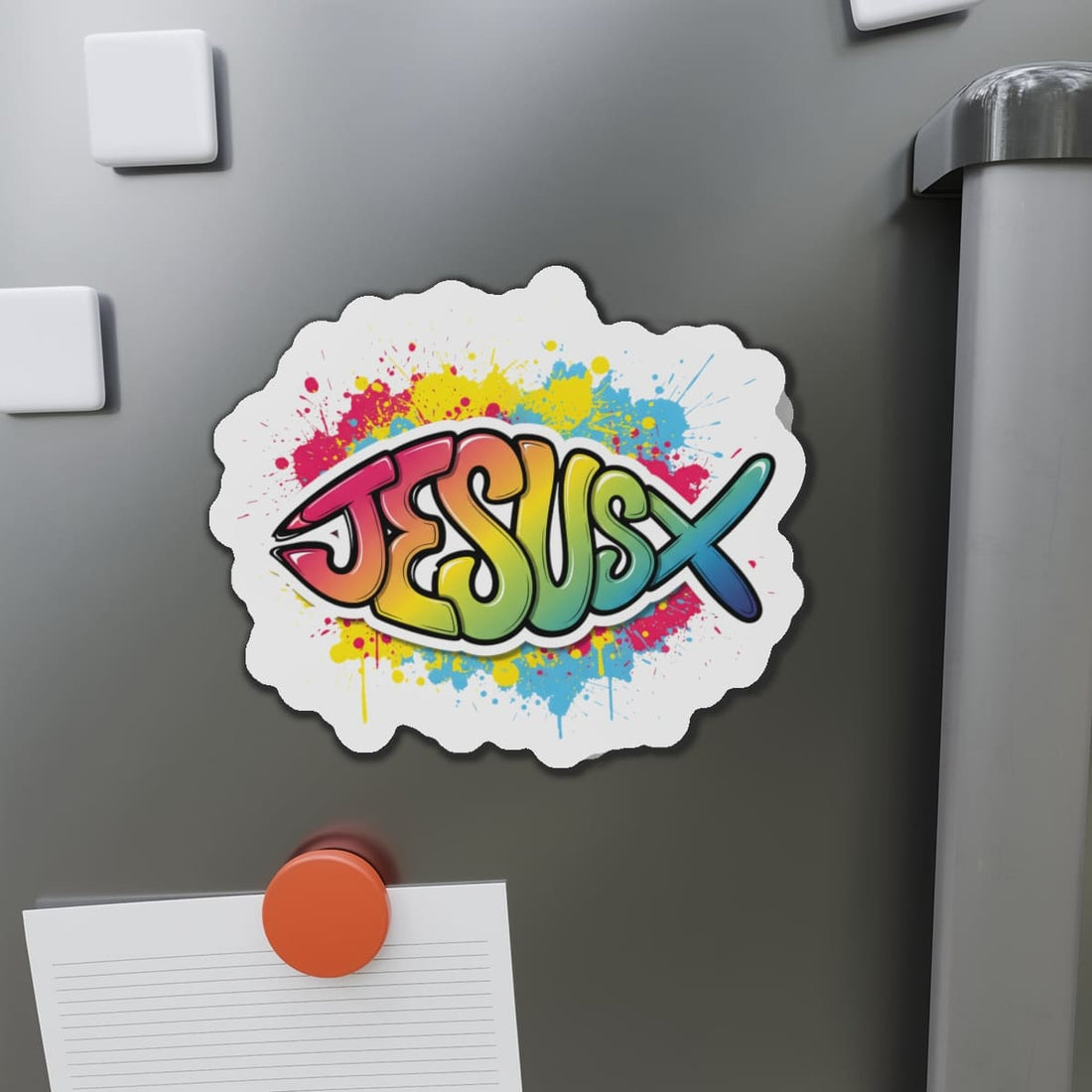STK116 Colorful Jesus Graffiti Sticker – Christian Waterproof Vinyl Decal – Faith-Based Religious Art for Laptop, Water Bottle, Notebook