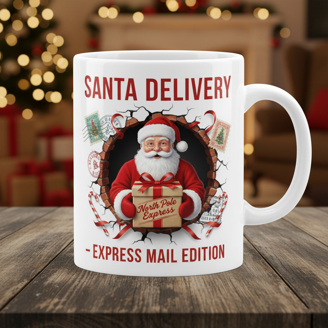 Santa Delivery Christmas Mug – North Pole Express Mail Edition Coffee Cup, Santa Gift Idea, Holiday Cocoa Mug for Family, Friends & Coworkers| Mug13