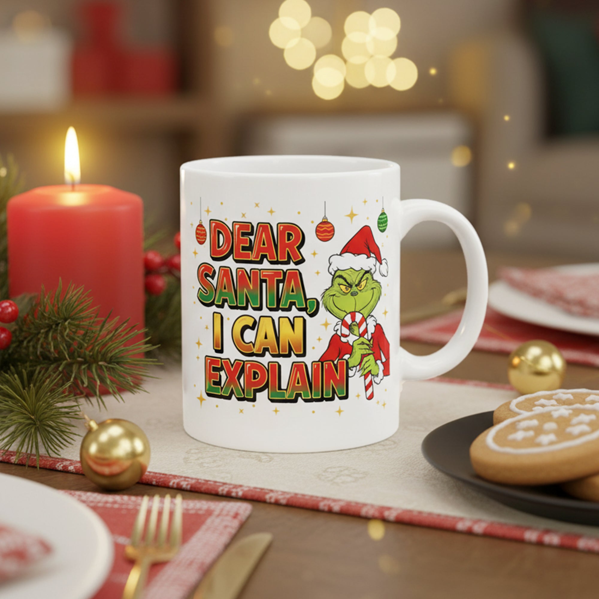 Funny Christmas Grinch Mug Gift, Dear Santa I Can Explain Holiday Coffee Cup, Cute Grinchmas Mug For Family Friends| Mug 10