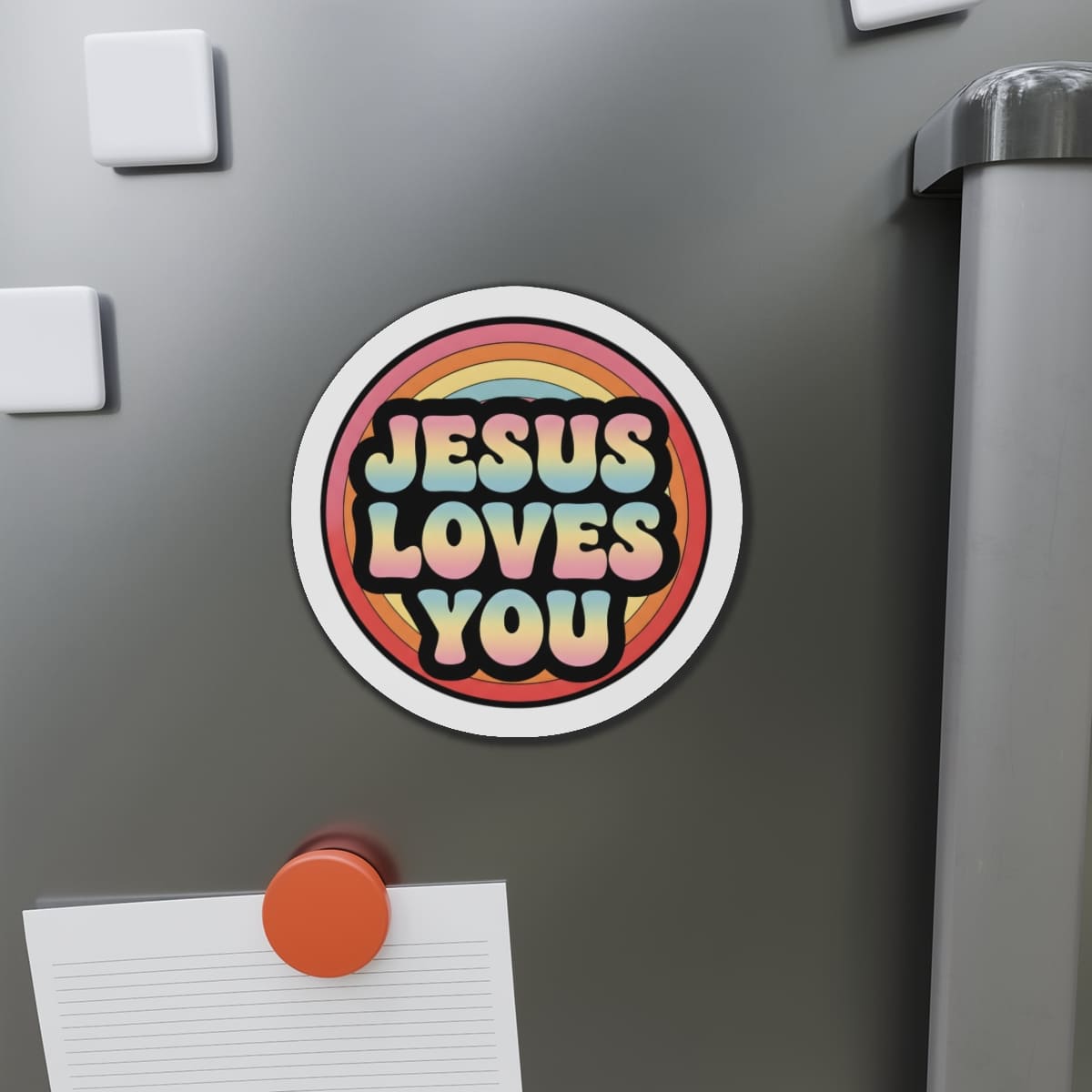 STK92 Jesus Loves You Retro Sticker – Christian Faith Vinyl Decal for Laptop, Water Bottle, Journal – Inspirational Bible Quote Gift