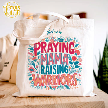 Personalized Praying Mama Tote, Christian Mom Gift, Faith Canvas Bag, Mother’s Day Gift, Religious Gift for Friend