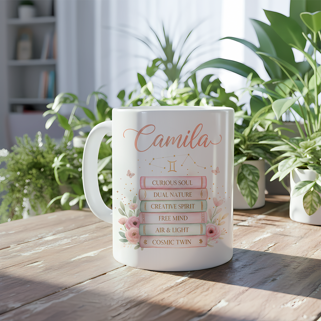Personalized Gemini Mug, Zodiac Sign Coffee Cup, Custom Name Astrology Gift for Her, Cute Horoscope Mug, Birthday Gift Idea| Mug 102
