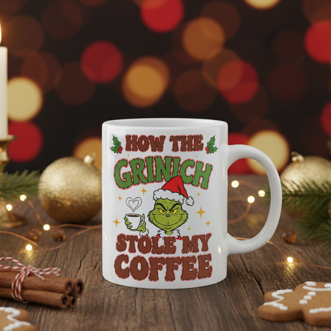 Personalized Christmas Mug, Custom Name Holiday Mug Gift, Cute Gingerbread Letter Cup, Kids Cocoa Mug, Festive Monogram Initial Mug| Mug 27