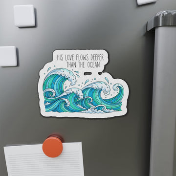 STK22 His Love Flows Deeper Than the Ocean Sticker – Christian Waterproof Vinyl Decal – 3 Inch Faith Quote Sticker for Laptop, Water Bottle, Notebook