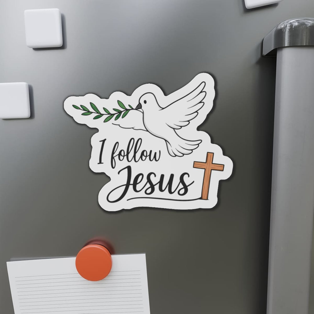 STK81 I Follow Jesus Christian Sticker – Waterproof Vinyl Faith Decal for Laptop, Water Bottle, Notebook – Dove and Cross Bible Verse Gift