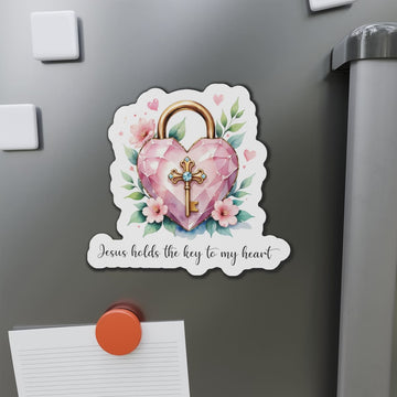 STK26 Jesus Holds the Key to My Heart Christian Sticker – Waterproof Vinyl Faith Decal for Laptop, Water Bottle, Notebook – 3 Inch Inspirational Gift