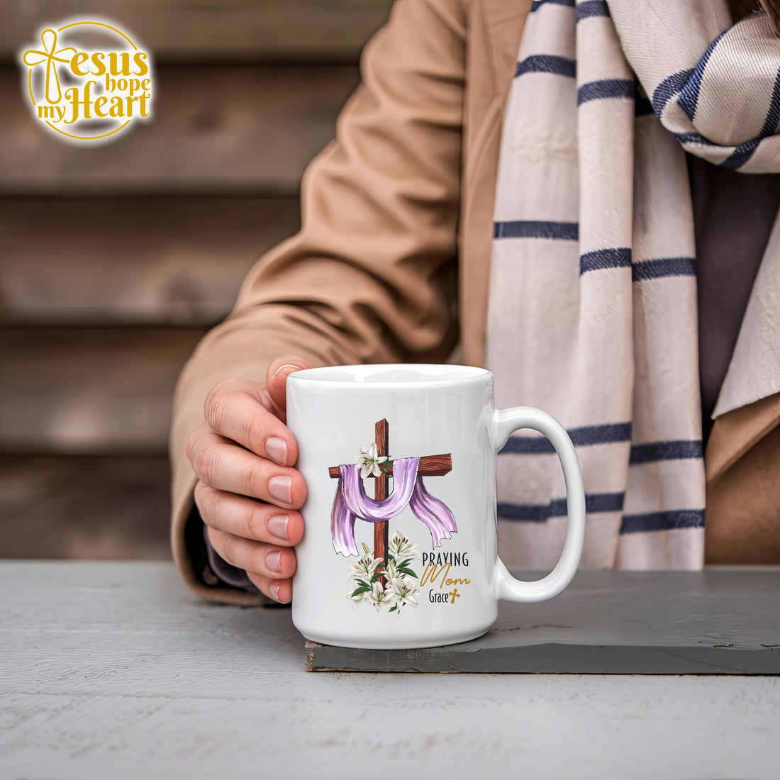 Christian Mom Mug - Praying Mom Coffee Cup - Religious Easter Gift - Faith Cross Mug - Christian Gift for Women