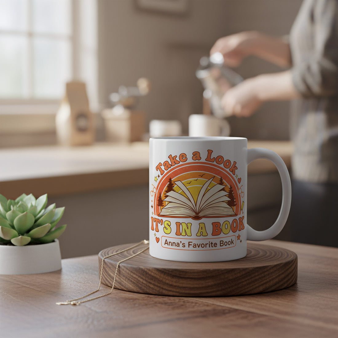 Personalized Book Lover Mug, Custom Name Reading Mug, Vintage Book Aesthetic Gift, Take a Look It's in a Book Coffee Cup| Mug 87
