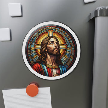 STK99 Jesus Sticker Christian Vinyl – Stained Glass Inspired Religious Decal for Laptop, Water Bottle, Bible Journal