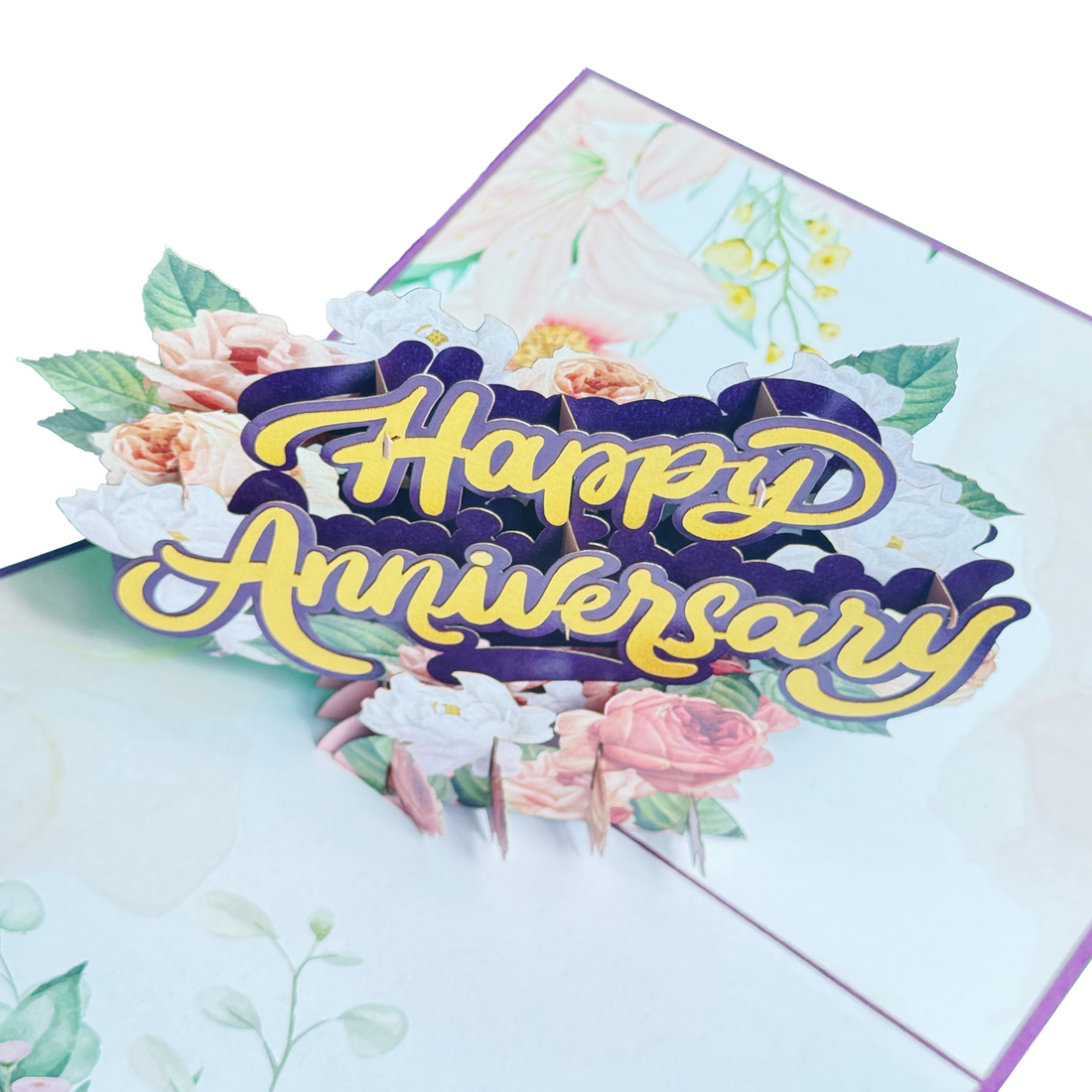3D Pop Up Happy Anniversary Card – Romantic Floral Card for Couple, Husband, Wife – Wedding or Relationship Anniversary Gift