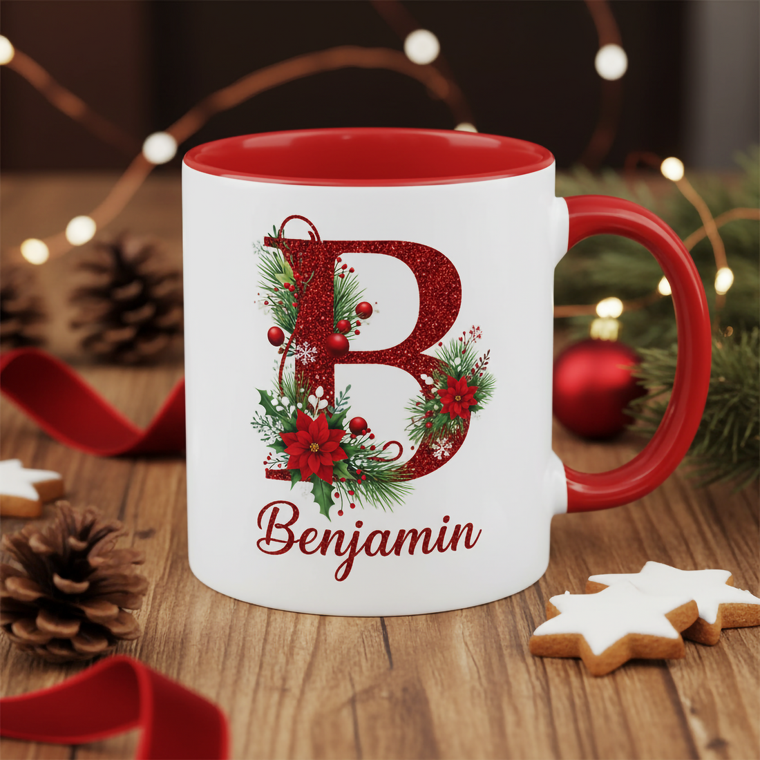 Personalized Mug, Custom Name Mug, Christmas Coffee Mug, Alphabet Initial Mug, Holiday Gift for Family, Custom Holiday Mug|Mug 45