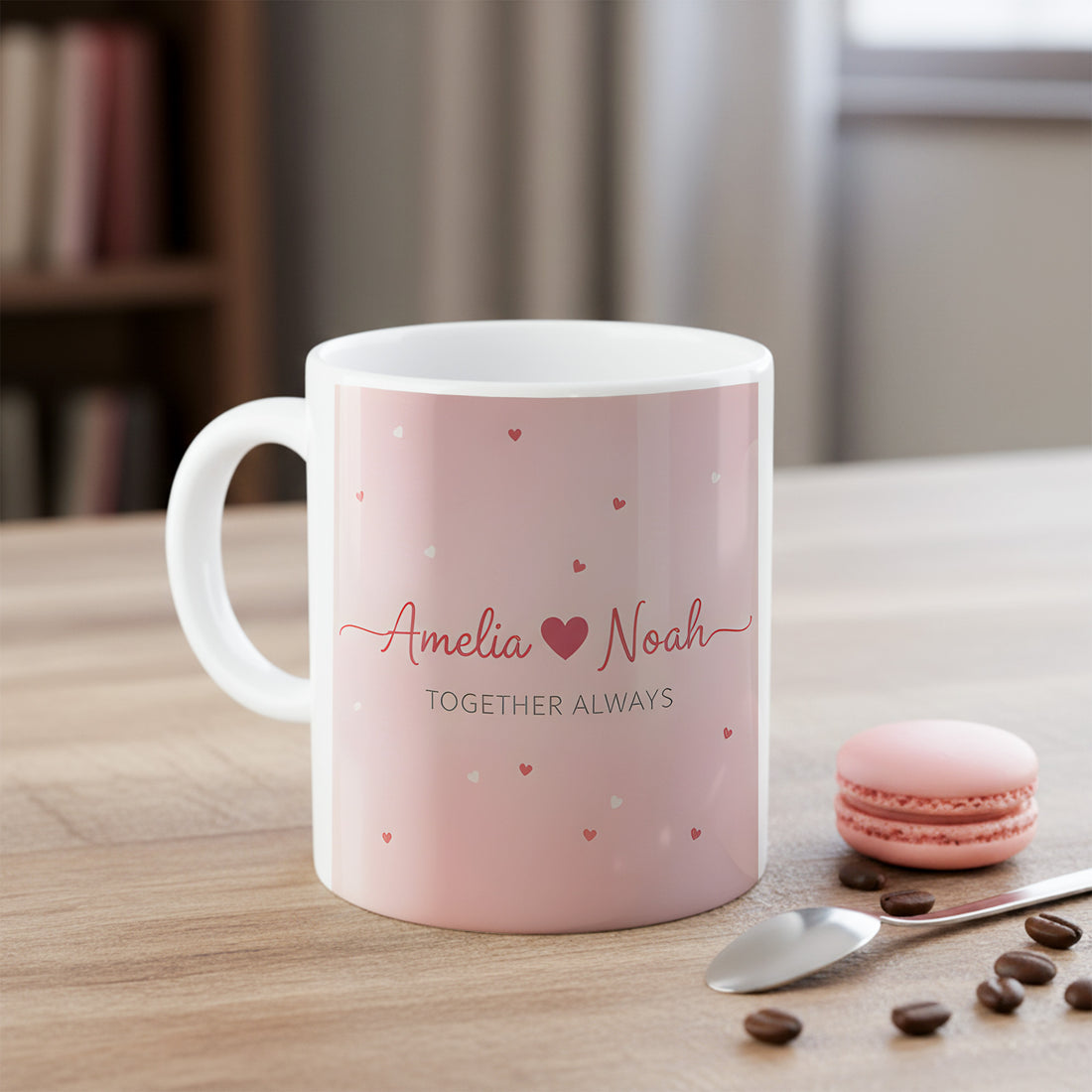 Personalized Couple Name Mug, Custom Heart Coffee Cup, Romantic Gift for Boyfriend Girlfriend, Cute Anniversary Mug, Love Keepsake| Mug 63